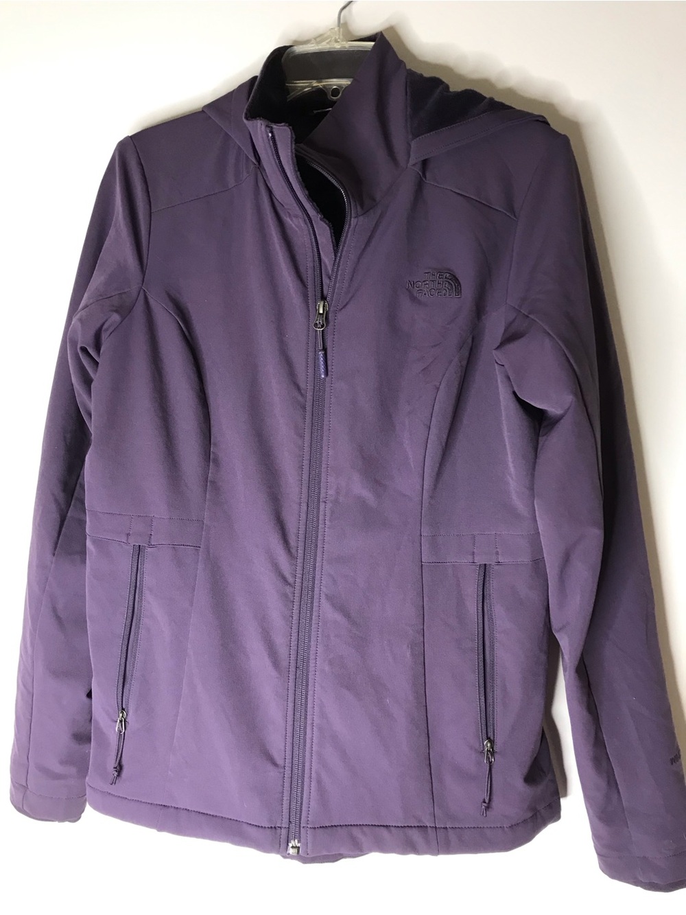 The North Face Women's Purple Hooded Softshell Fur-Lined Jacket Medium